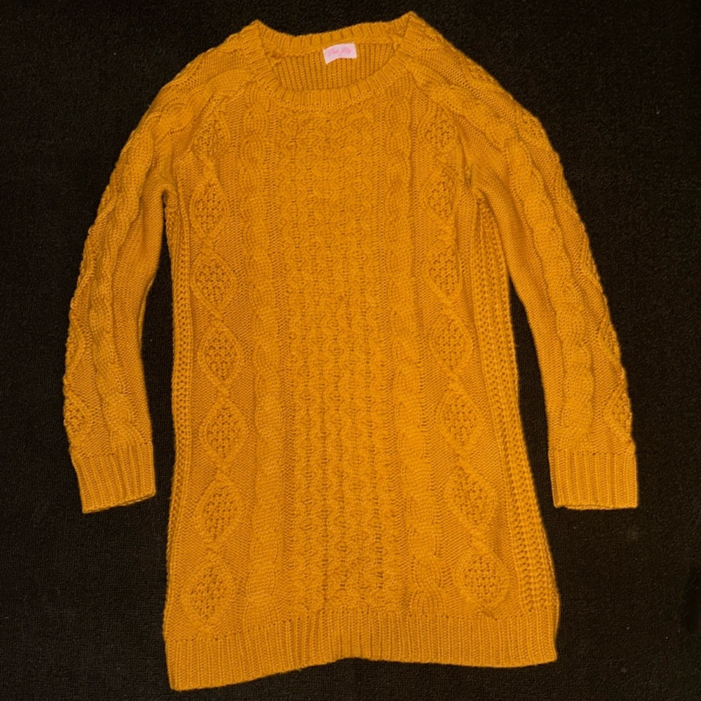 Pink Lily Gold Cable Knit Sweater Dress